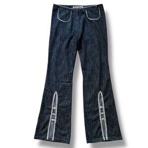 SL Jean’s Shendel | Vintage Y2K Dark Wash Lace Trim Grunge Goth Flare Jeans